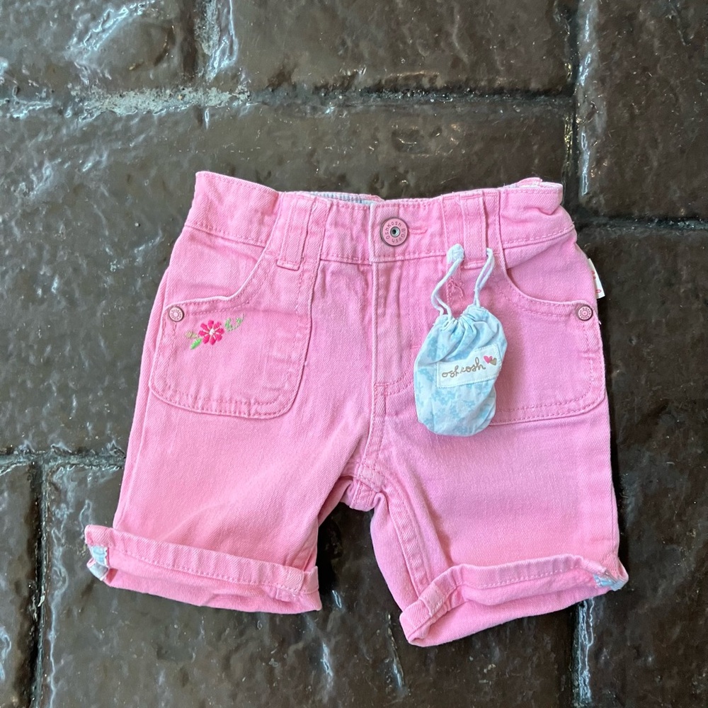 OshKosh Bgosh 3T kids pink floral embroidered shorts